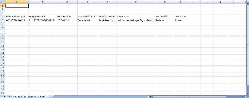 Invoice details in Excel format | Paypal Payment gateway integration 