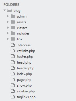 PHP blog folders and files structure