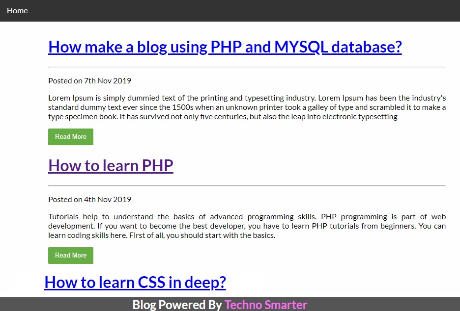 Create a blog Blog in PHP 